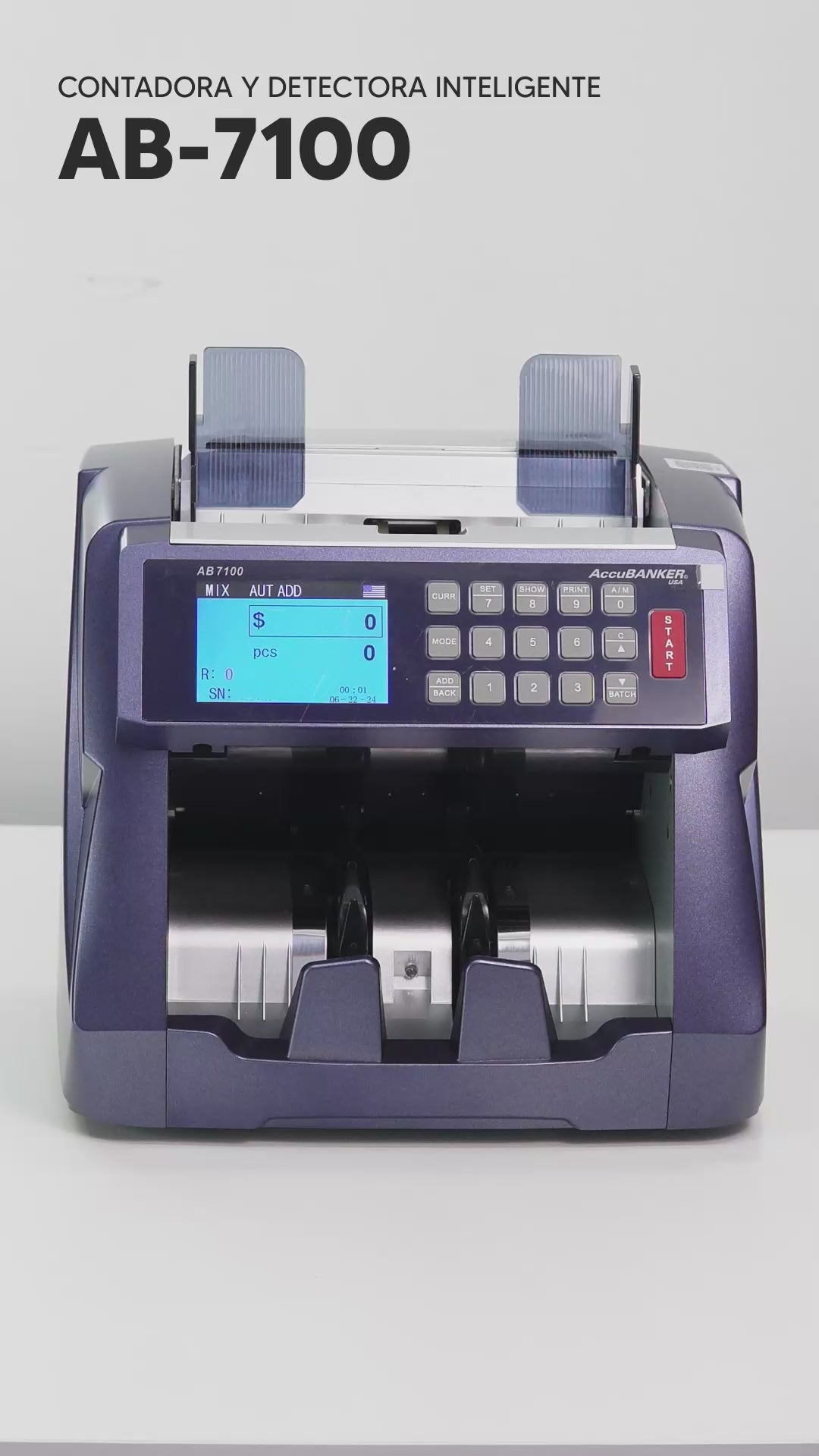 Contadora Y Detectora Inteligente Multimoneda (Dolar y Euro) Accubanker AB7100 3años Gtia (+IVA)
