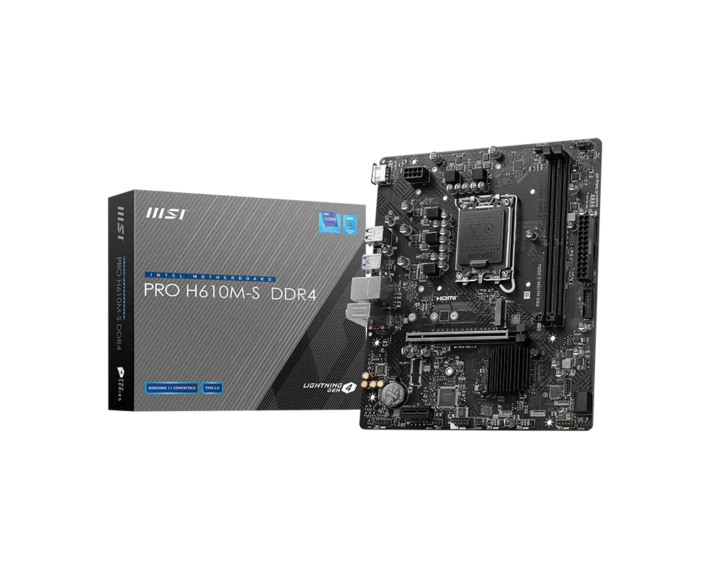 Tarjeta Madre MSI Pro H610M-S DDR4 M-ATX Socket LGA1700 (12da gen - 14va gen)