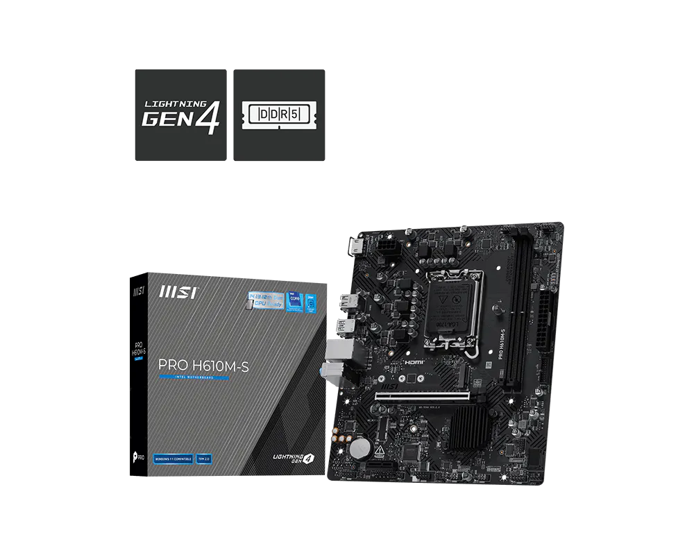 Tarjeta Madre MSI PRO H610M-S INTEL LGA1700 Ddr5 MATX