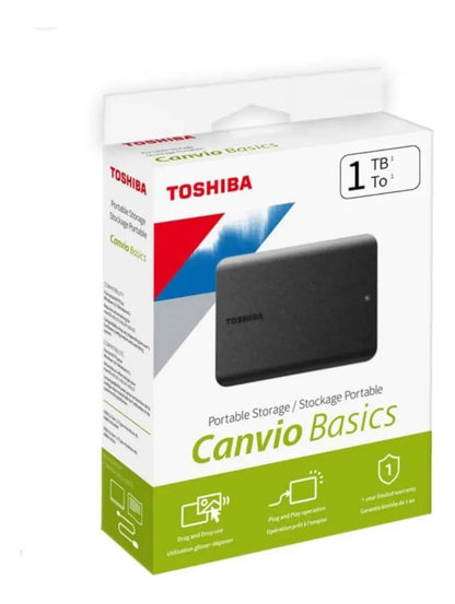 DISCO DURO EXTERNO TOSHIBA CANVIO 1TB BASICS USB 3.0 5GBS NEGRO
