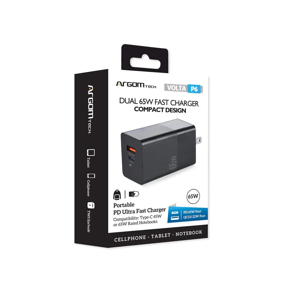 Cargador De Pared Usb Y Tipo C De 65 W Argom Tech (+IVA)
