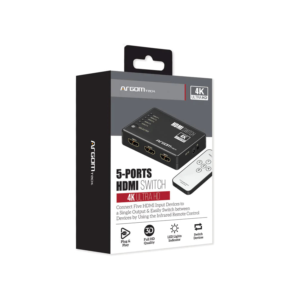 Switch Hdmi Splitter 5 Entrada Y 1 Salida 4k Argomtech (+IVA)