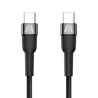 Cable Tipo C A C Nylon Trenzado Negro Carga rápida 65W Argom Tech 3 Metros (+IVA)