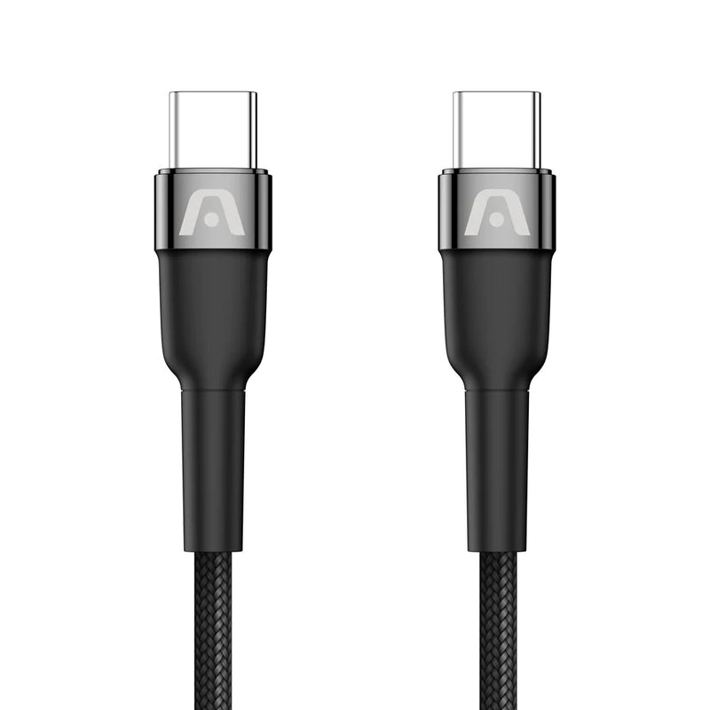 Cable Tipo C A C Nylon Trenzado Negro Carga rápida 65W Argom Tech 3 Metros