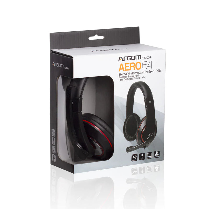 Audífonos Argon Tech Aero 64 Jack 3.5mm Con Micrófono Negro