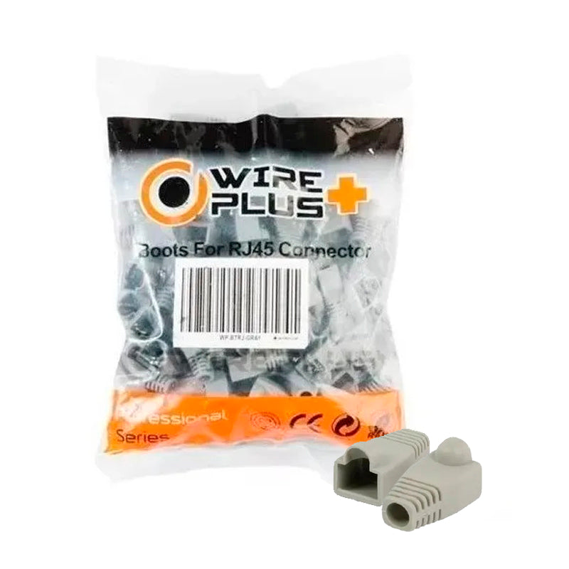 Bolsa 100 Botas Protectoras Conector Rj45 Cat5 Cat6 Gris (+IVA)