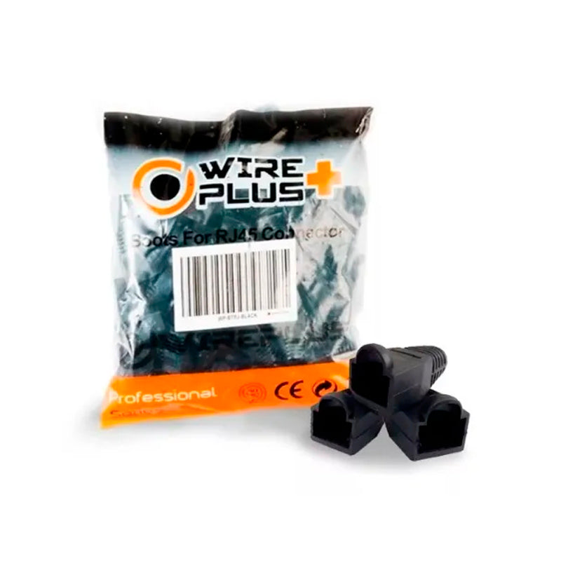 Bolsa 100 Botas Protectoras Conector Rj45 Cat5 Cat6 Negro (+IVA)