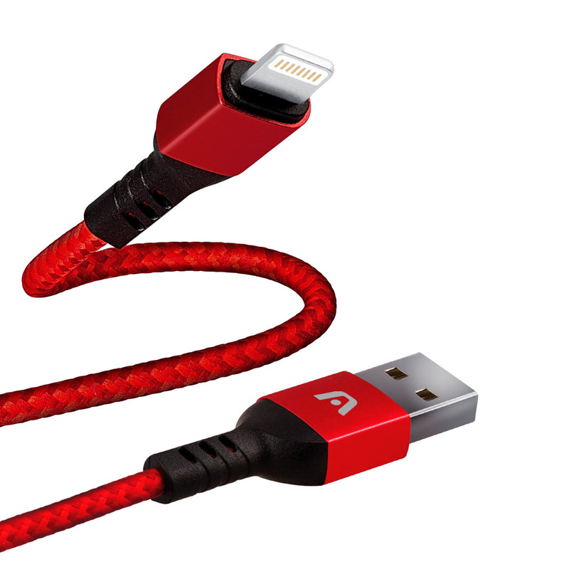 Cable iPhone De Nylon Rojo Argom Tech 1.8m Carga Rápida