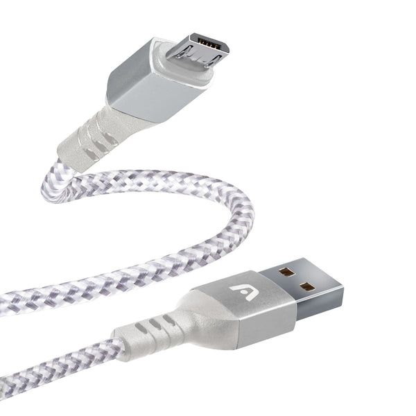 Cable Micro Usb Nylon Blanco Argom Tech 1.8mts Carga Rápida (+IVA)