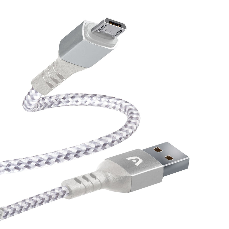 Cable Micro Usb Nylon Blanco Argom Tech 1.8mts Carga Rápida