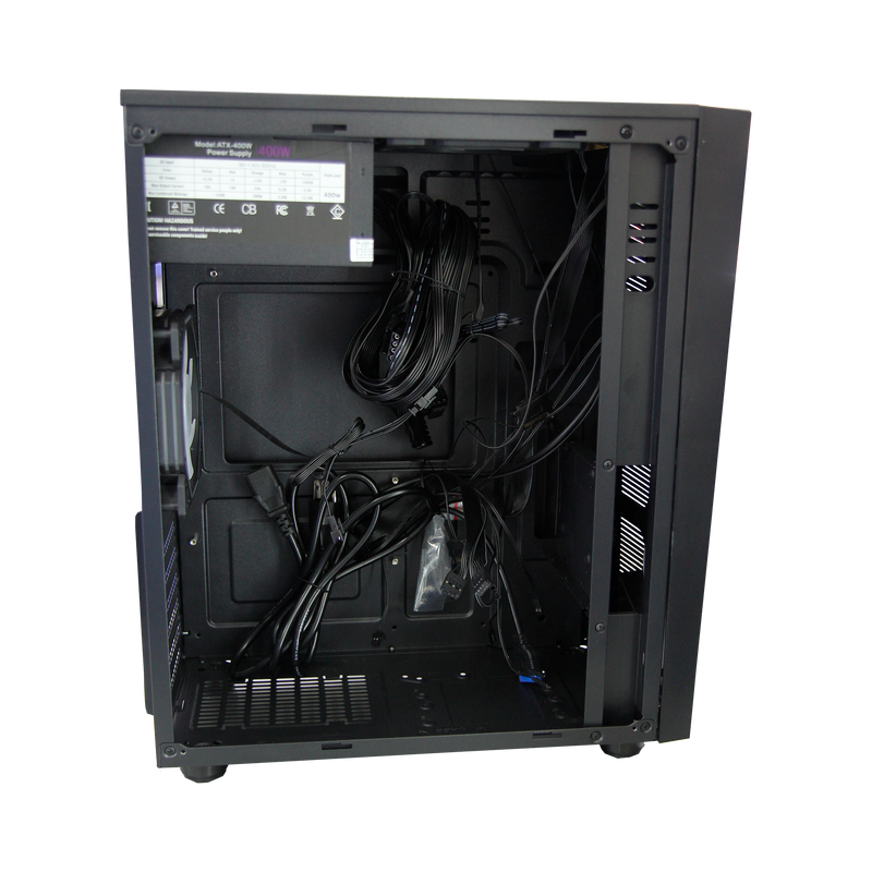 Case Atx Gamer Rgb Negro + Fuente De Poder 400w + Fan Cooler