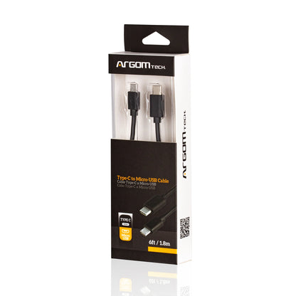 Cable Tipo C A Micro Usb Negro 1,8 M Carga Rápida Argom tech (+IVA)