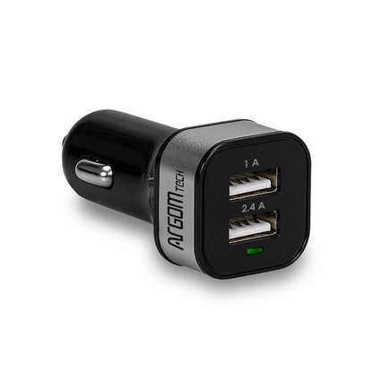 Cargador De Carro Dual 1 Y 2.4 A Argom Tech Negro (+IVA)