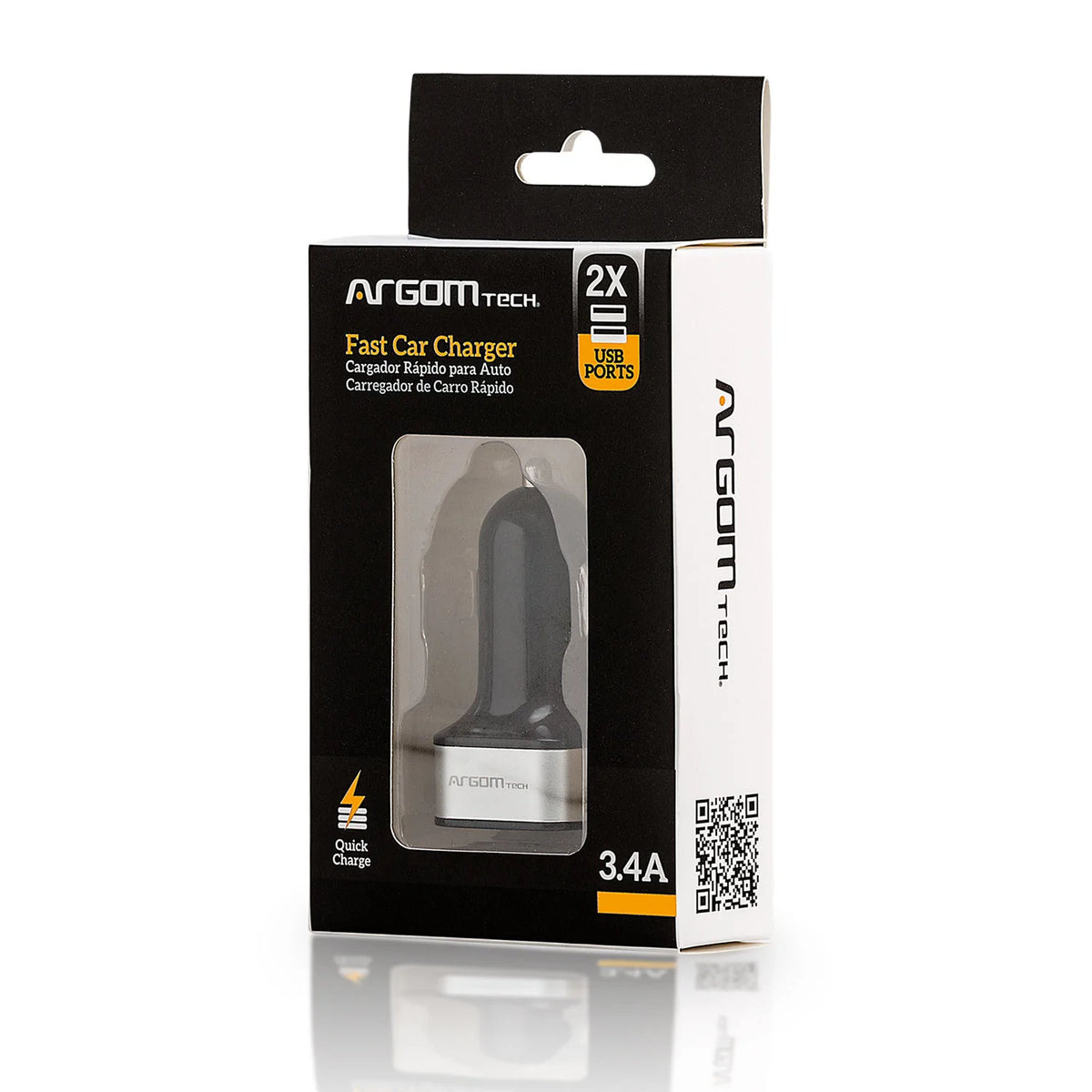 Cargador De Carro Dual 1 Y 2.4 A Argom Tech Negro (+IVA)