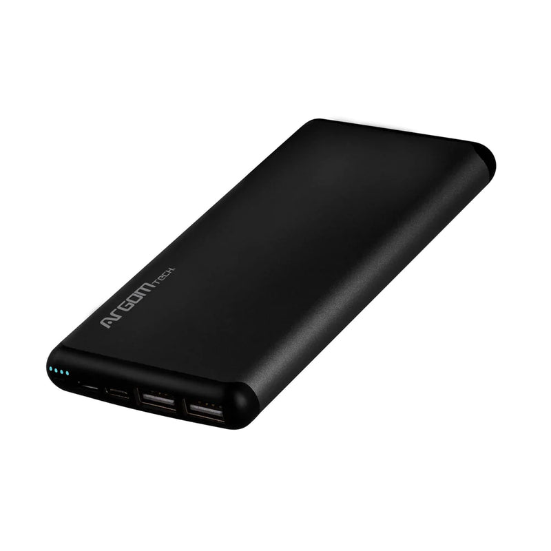 Cargador Power Bank Argom Tech S12 12000 Mah Negro Portátil Premium Slim