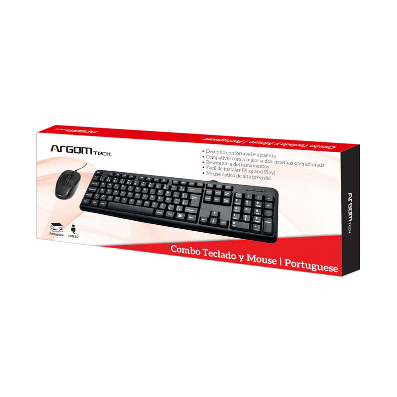 Combo Clásico Teclado Portugués Y Ratón Usb Argomtech