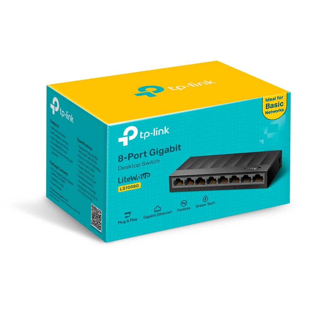 Switch Tplink 8 Puertos Ls1008g Escritorio Gigabit 10/100/1000 Mbp (+IVA)