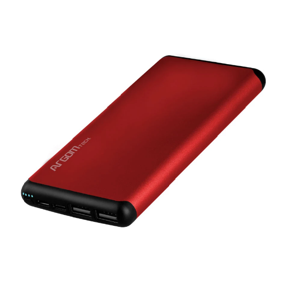 Cargador Power Bank Argom Tech S12 12000 Mah Rojo Portátil