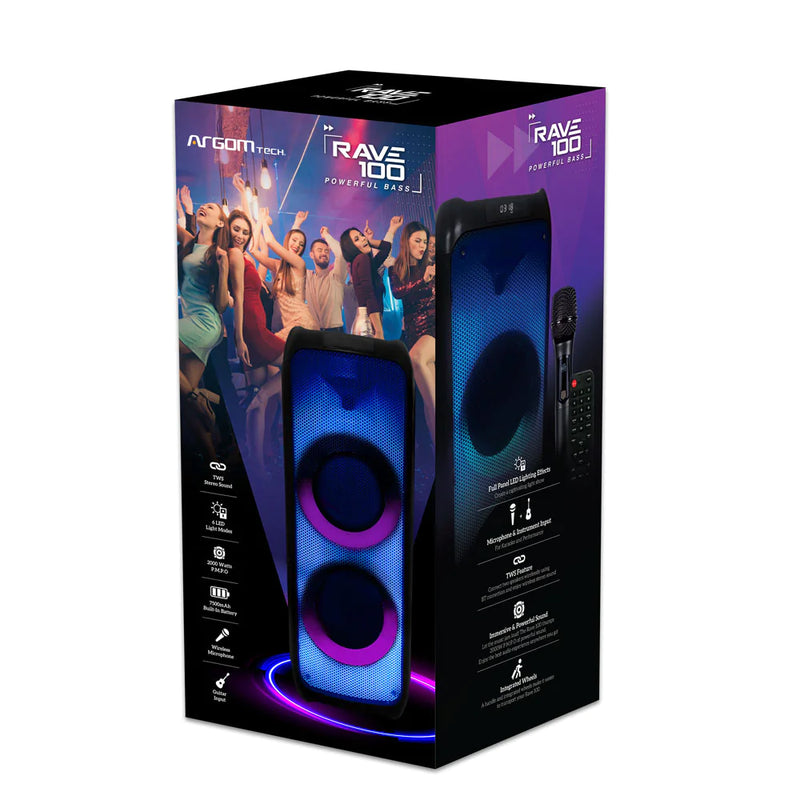 Corneta Amplificador con Micrófono Inalámbrico Bluetooth Usb 200w Argomtech RAVE 100