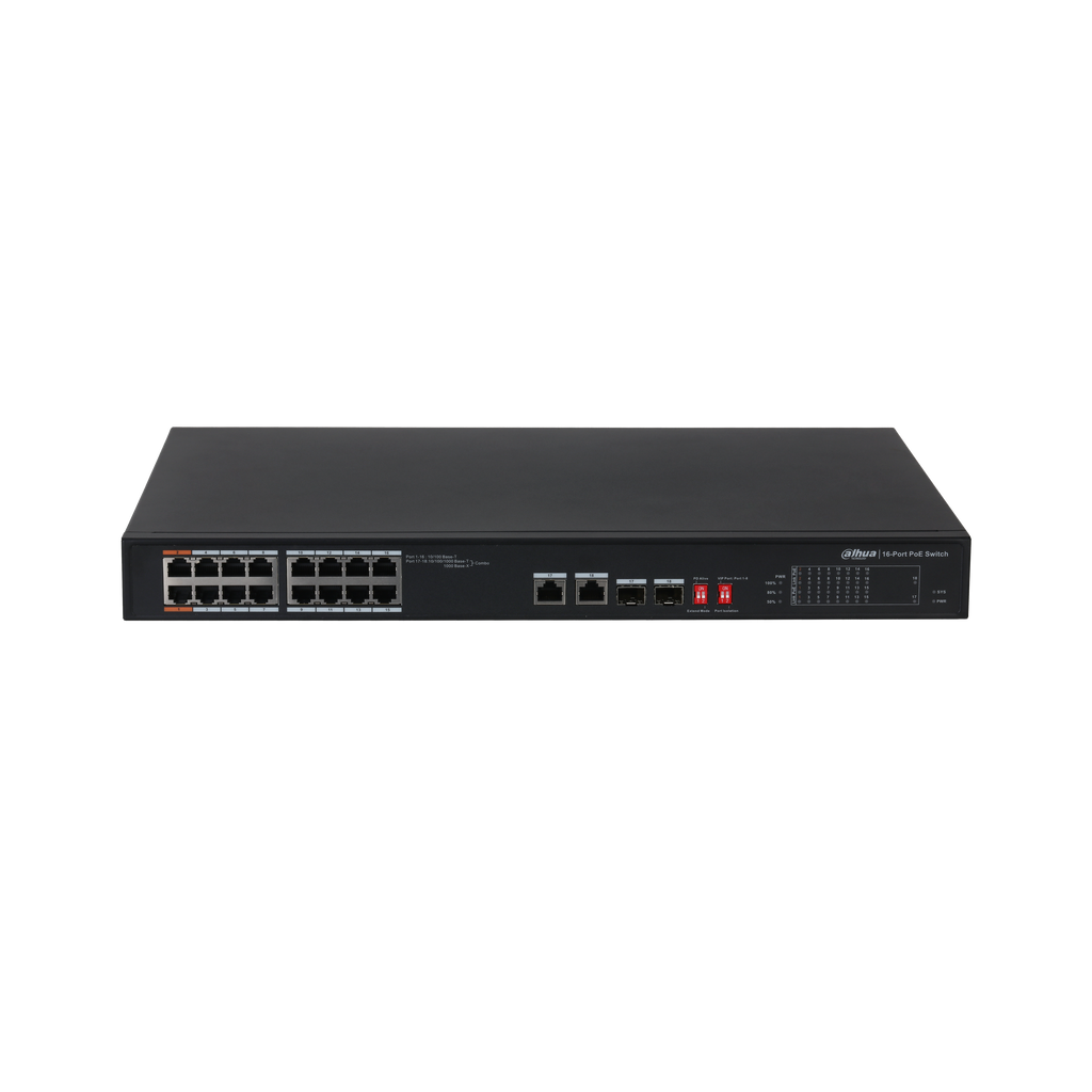Switch 16 Puertos Dahua 10/100 Poe Rack Dh-pfs3218-16et-135 (+IVA)