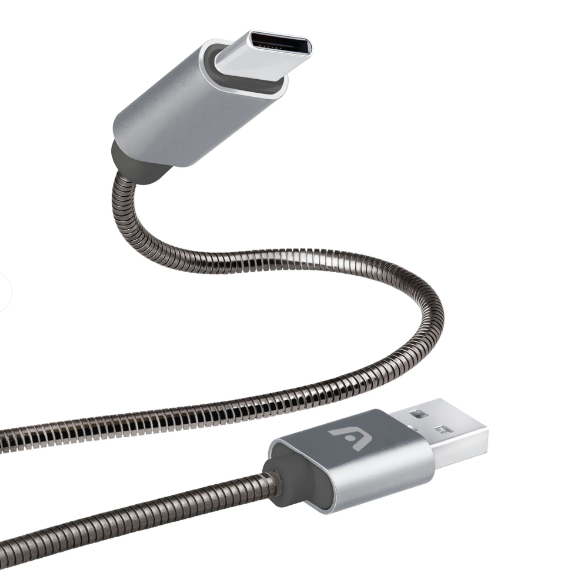 Cable Tipo C Trenzado Metalizado Argom Tech 1m Carga Rápida (+IVA)